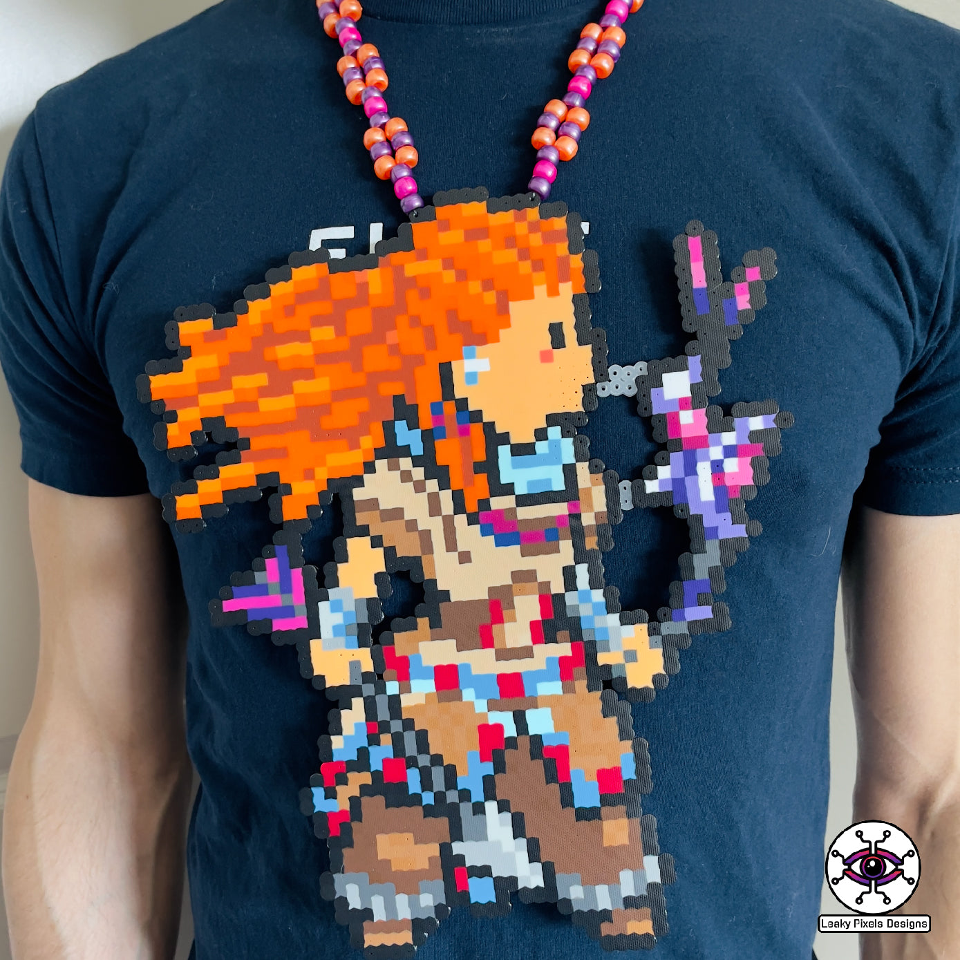 aloy horizon zero dawn forbidden west video game perler necklace by leaky pixels
