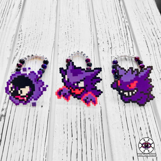 Ghastly haunter and gengar pokemon perler kandi bracelets by leaky pixels