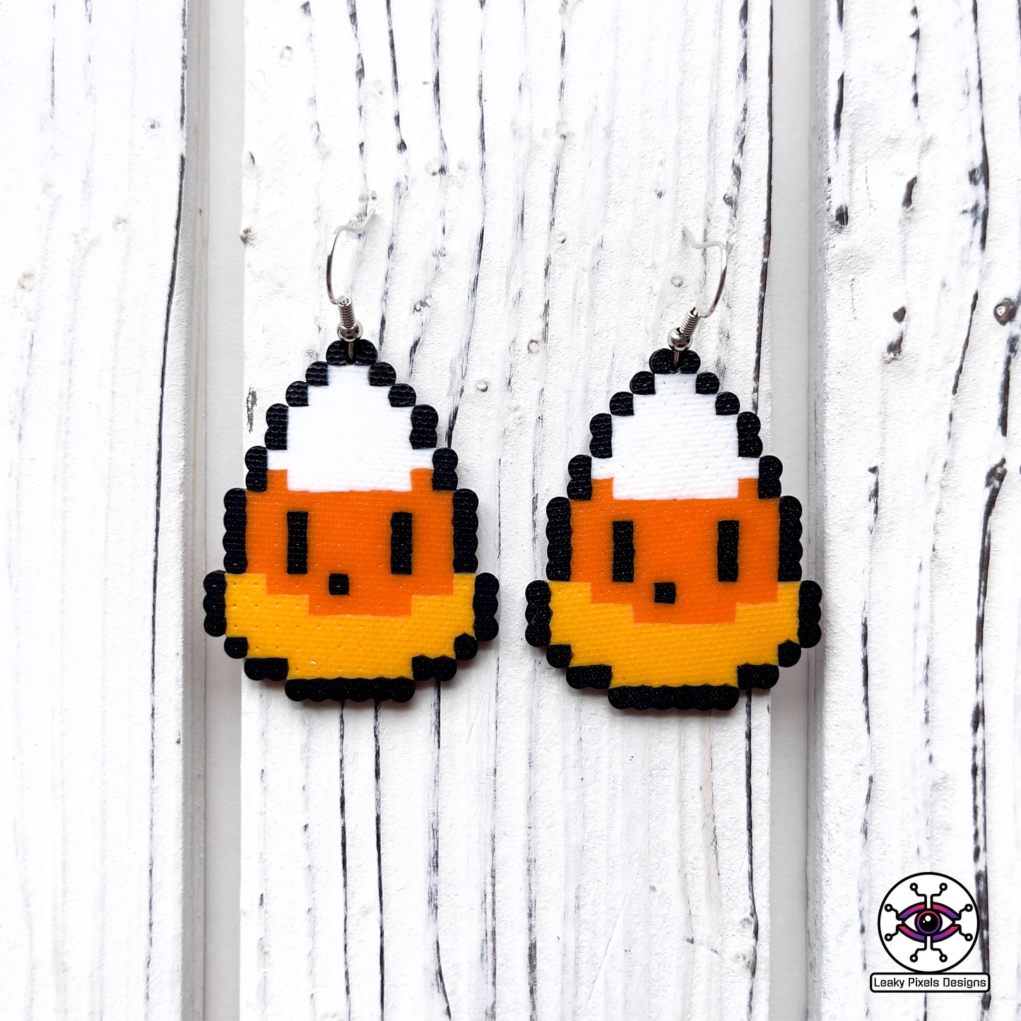 halloween perler earrings, candy corn, bat, super mario boo ghost, black widow spider, pumpkin, black cat by leaky pixels