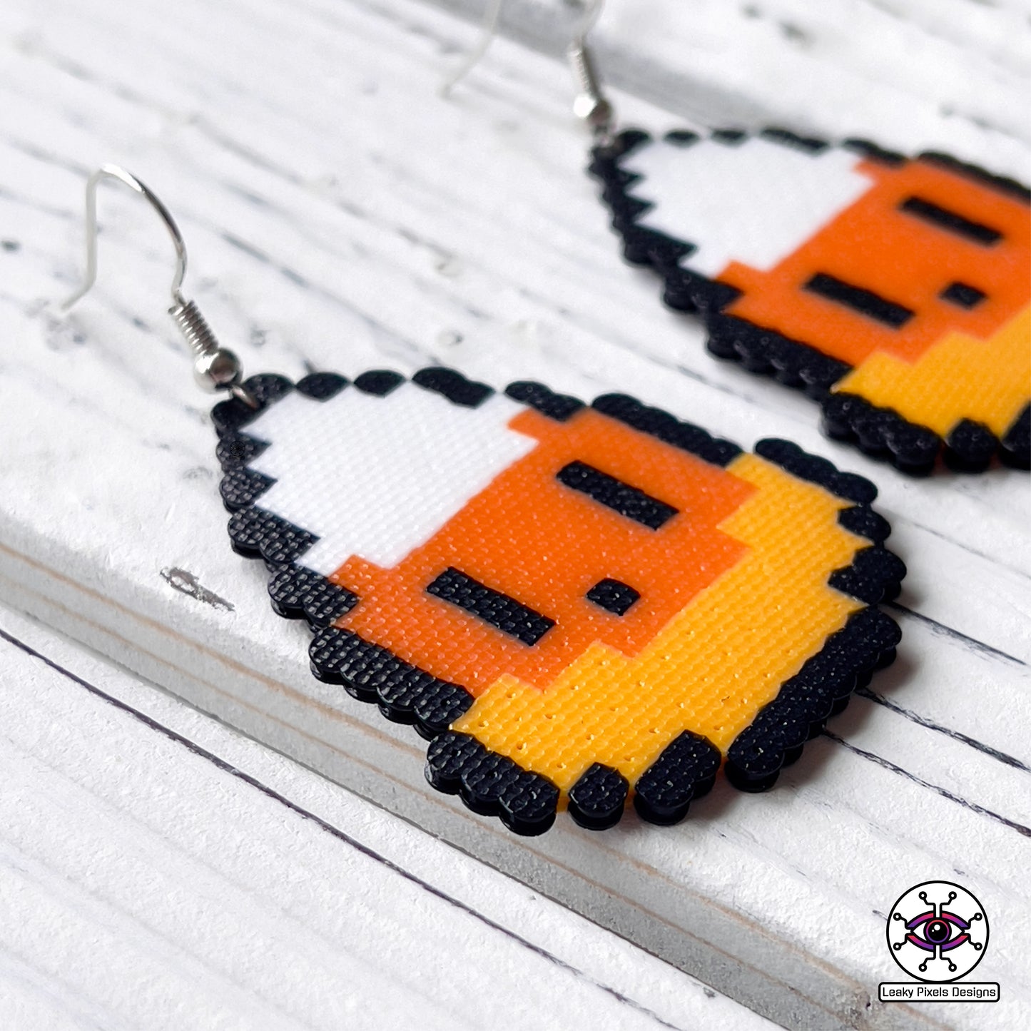 halloween perler earrings, candy corn, bat, super mario boo ghost, black widow spider, pumpkin, black cat by leaky pixels