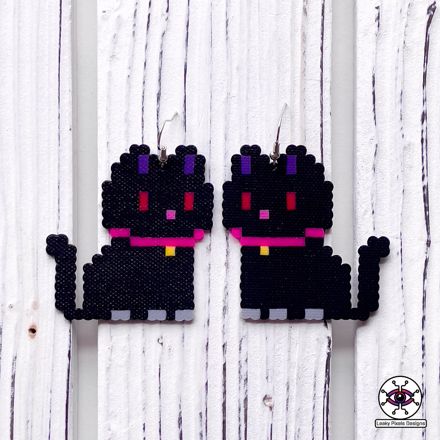 halloween perler earrings, candy corn, bat, super mario boo ghost, black widow spider, pumpkin, black cat by leaky pixels