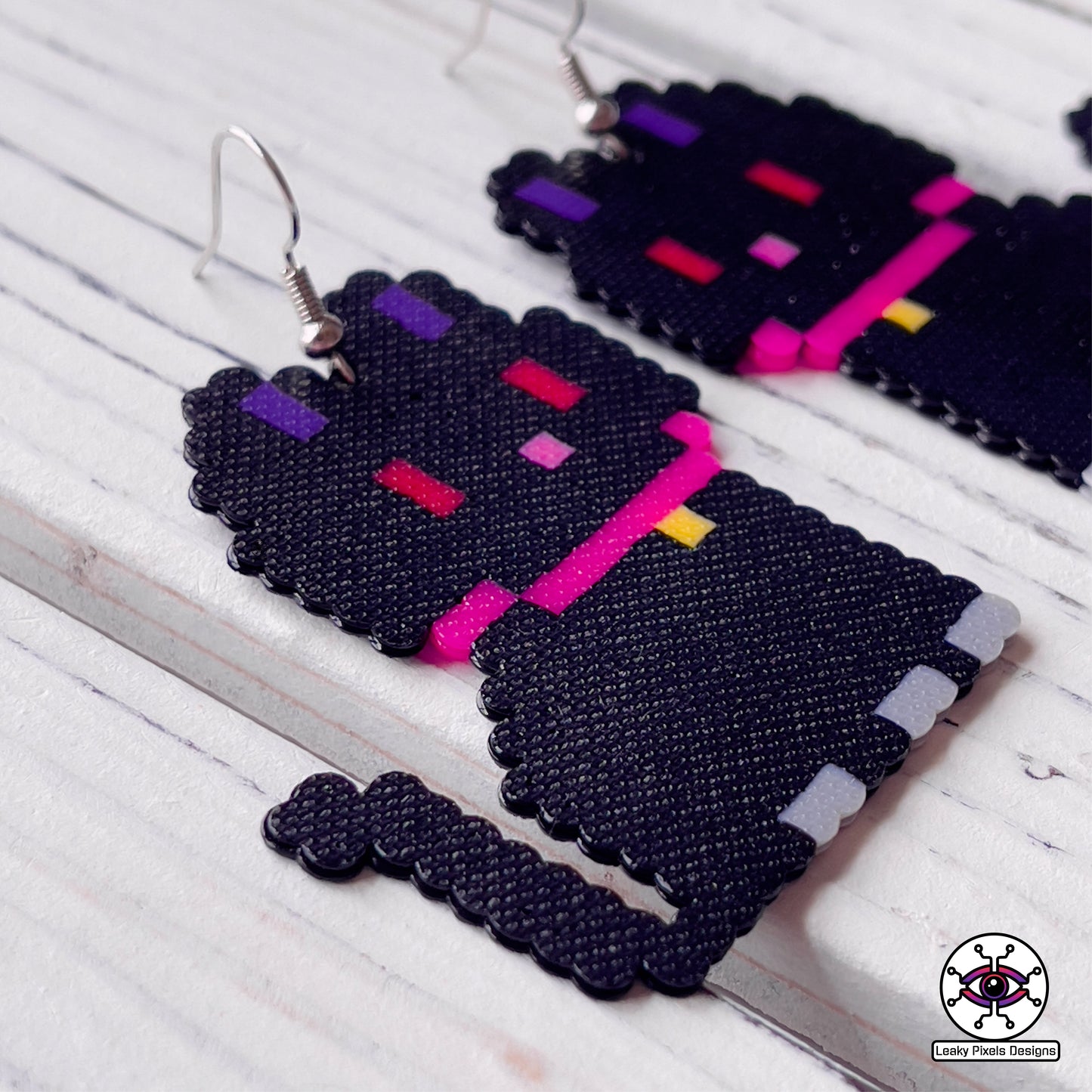 halloween perler earrings, candy corn, bat, super mario boo ghost, black widow spider, pumpkin, black cat by leaky pixels