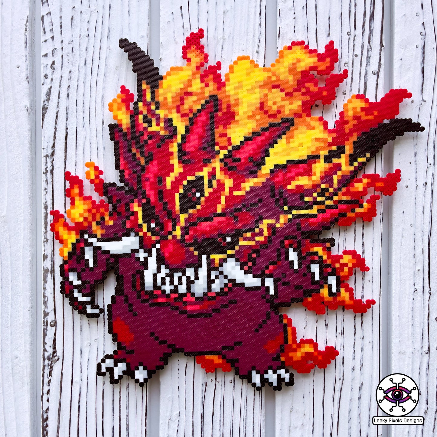 Gengar demon pokemon perler necklace by leaky pixels