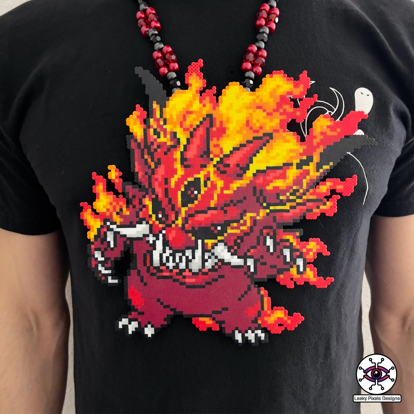 Gengar demon pokemon perler necklace by leaky pixels