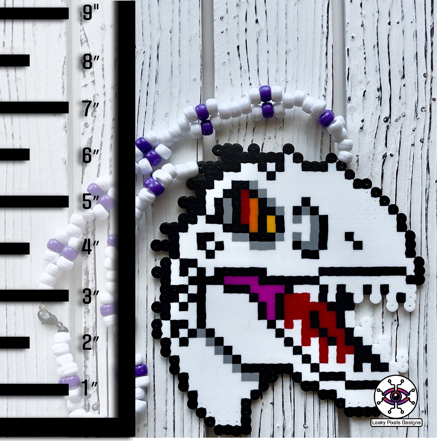 Jurassic Park Indominus Rex Perler Necklace perler necklace by leaky pixels