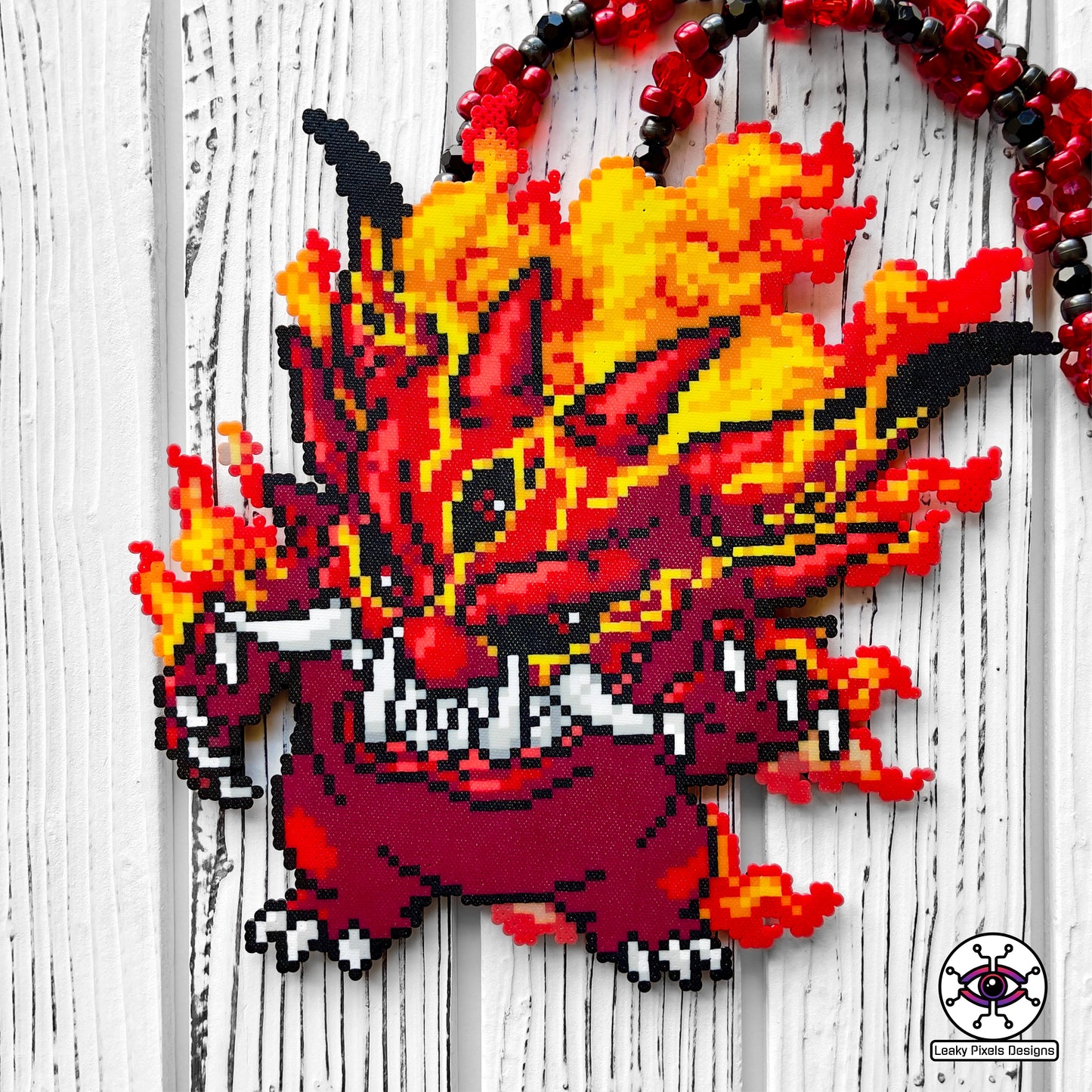 Gengar demon pokemon perler necklace by leaky pixels