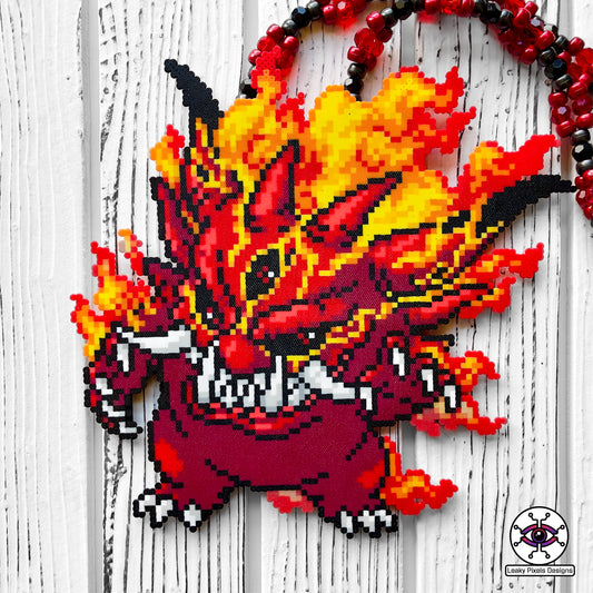 Gengar demon pokemon perler necklace by leaky pixels