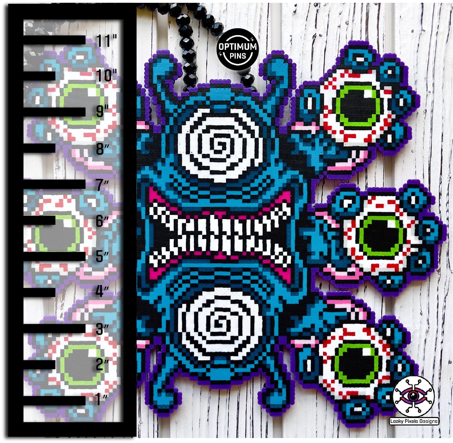 Mega subtronics cyclops perler necklace with optimum pins and leaky pixels