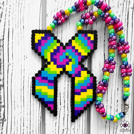 excision x rainbow perler necklace by leaky pixels