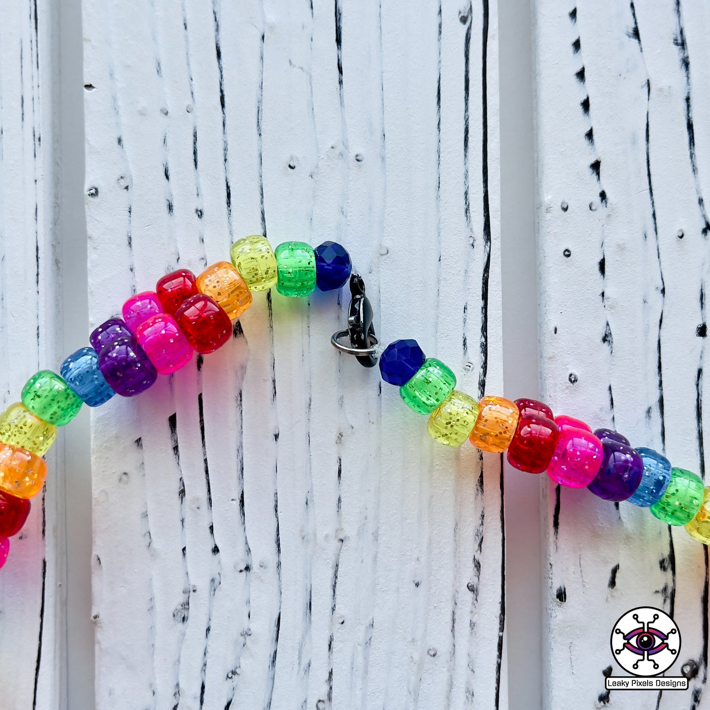 edc owl rainbow rezz perler necklace by leaky pixels