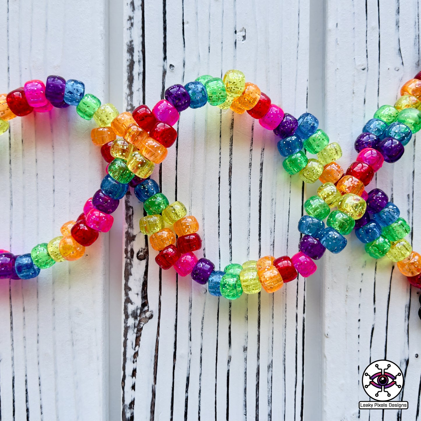 edc owl rainbow rezz perler necklace by leaky pixels