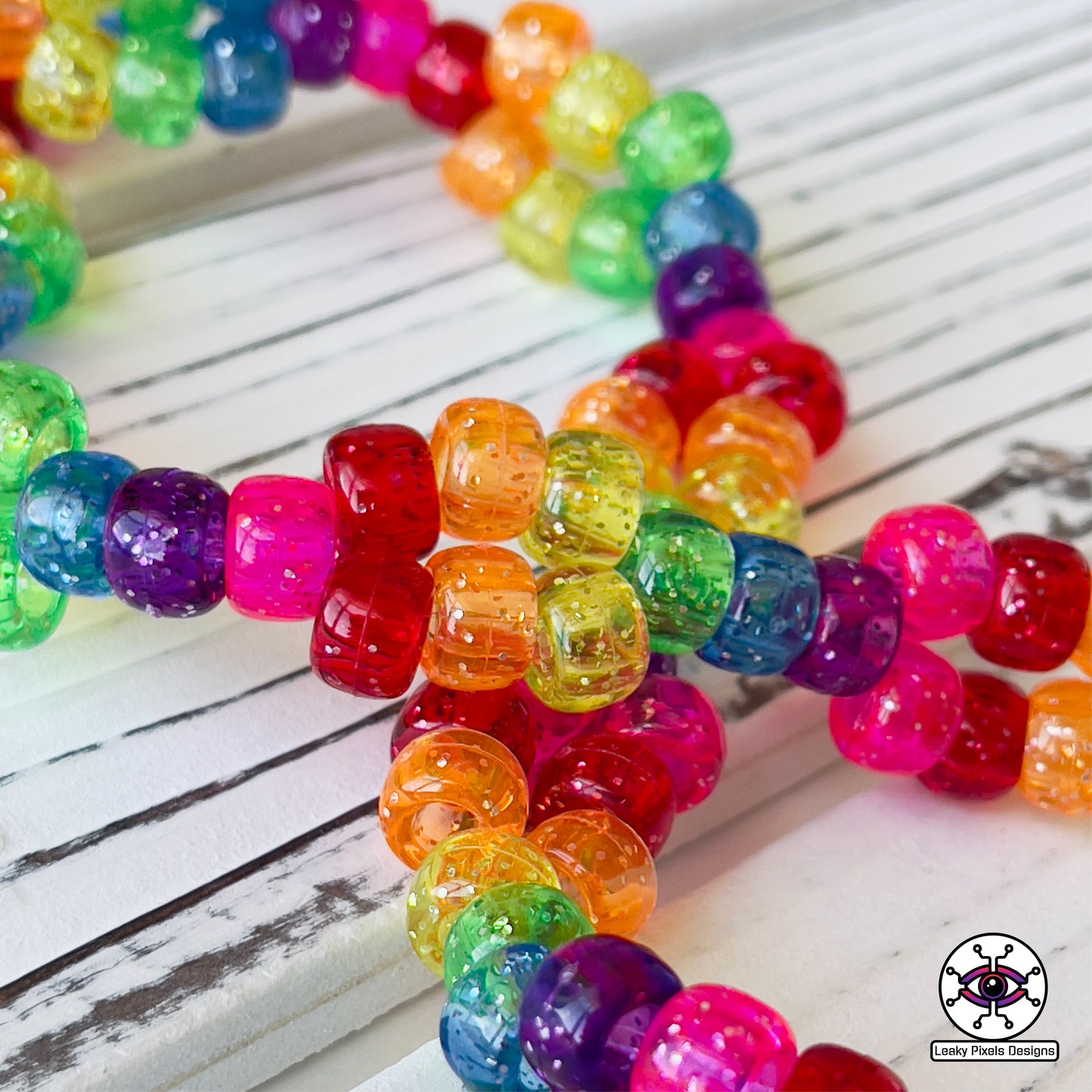 edc owl rainbow rezz perler necklace by leaky pixels