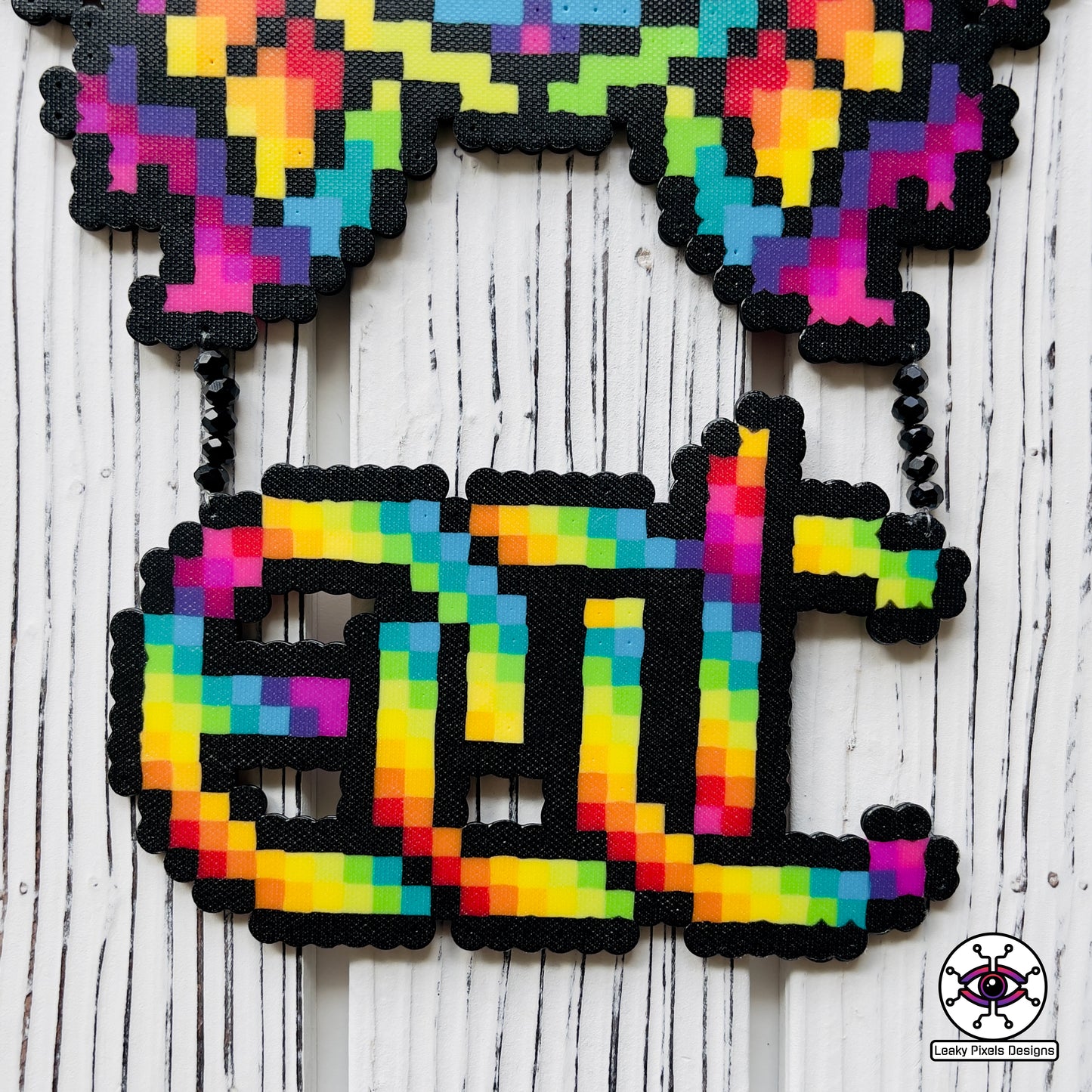 edc owl rainbow rezz perler necklace by leaky pixels