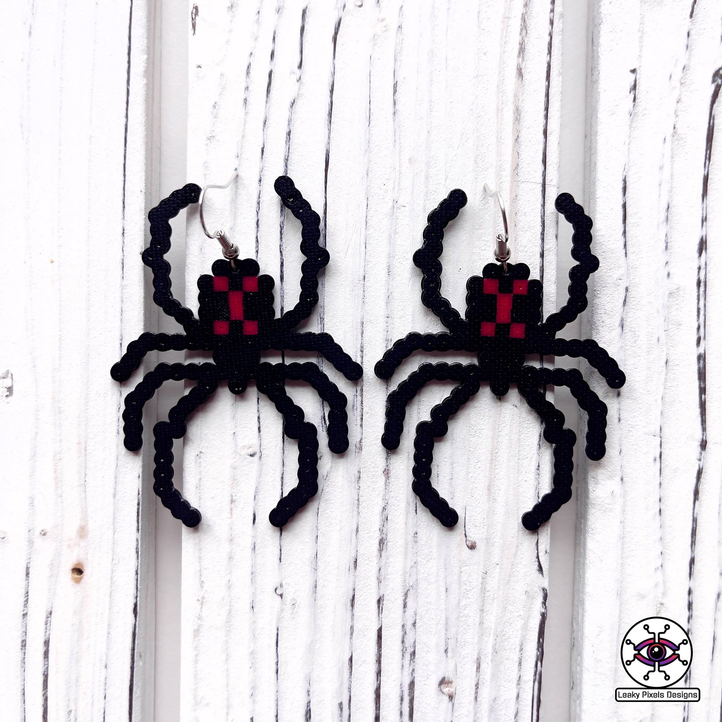 halloween perler earrings, candy corn, bat, super mario boo ghost, black widow spider, pumpkin, black cat by leaky pixels