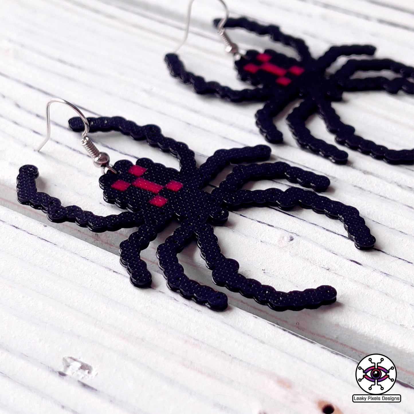 halloween perler earrings, candy corn, bat, super mario boo ghost, black widow spider, pumpkin, black cat by leaky pixels