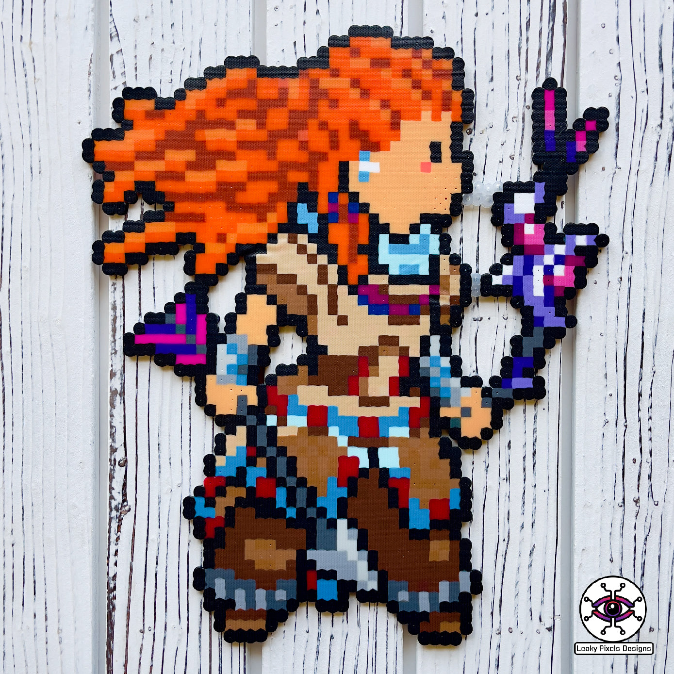 aloy horizon zero dawn forbidden west video game perler necklace by leaky pixels