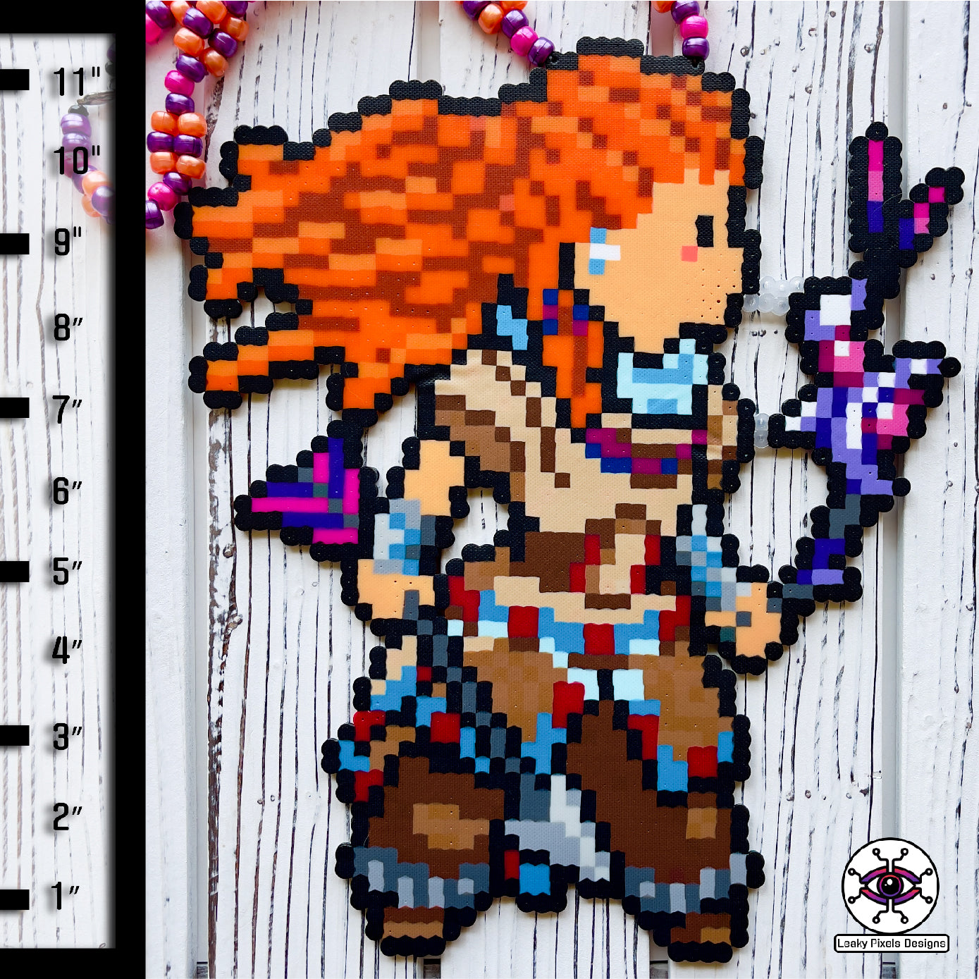 aloy horizon zero dawn forbidden west video game perler necklace by leaky pixels