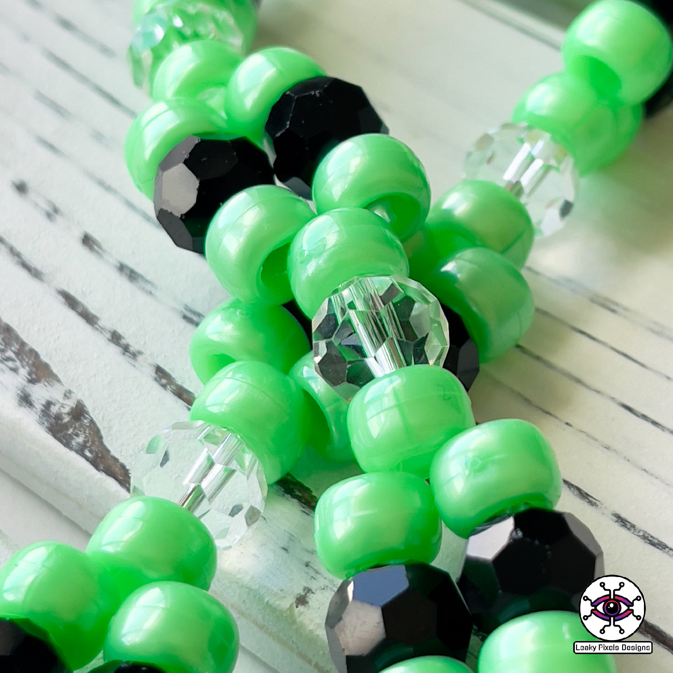 excision trex glow in the dark perler necklace by leaky pixels