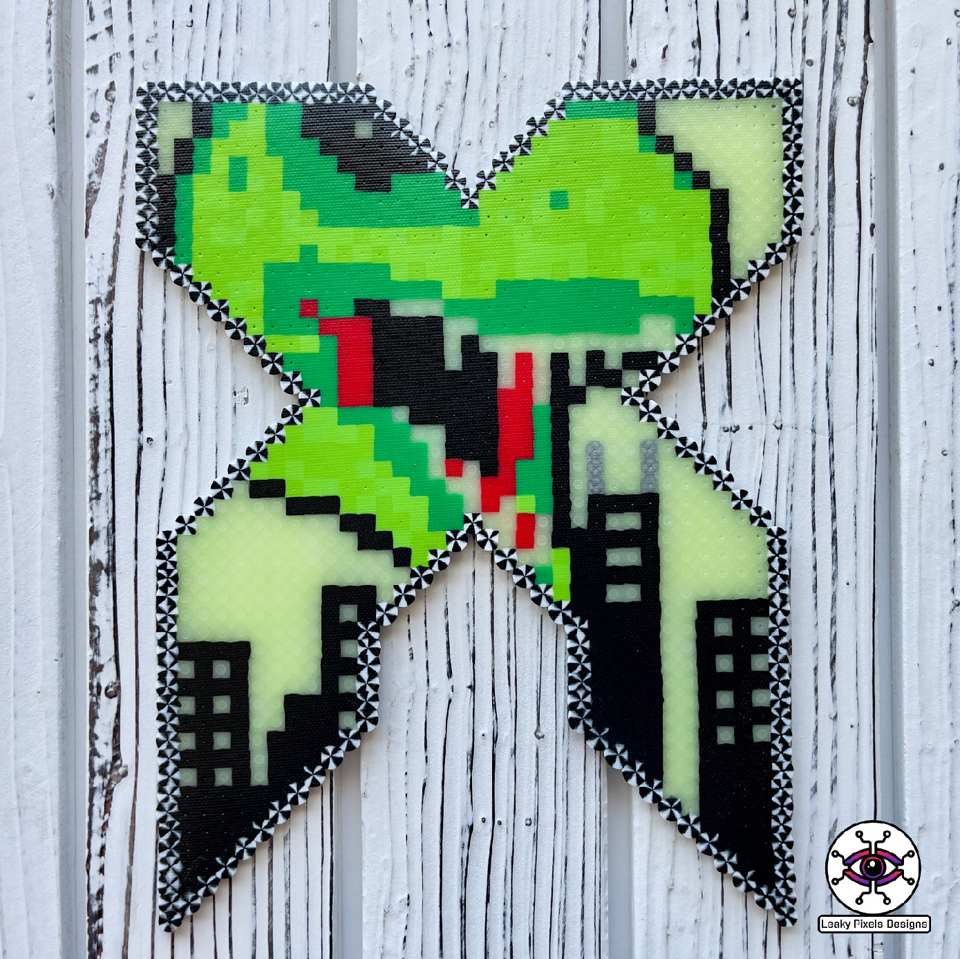 excision trex glow in the dark perler necklace by leaky pixels