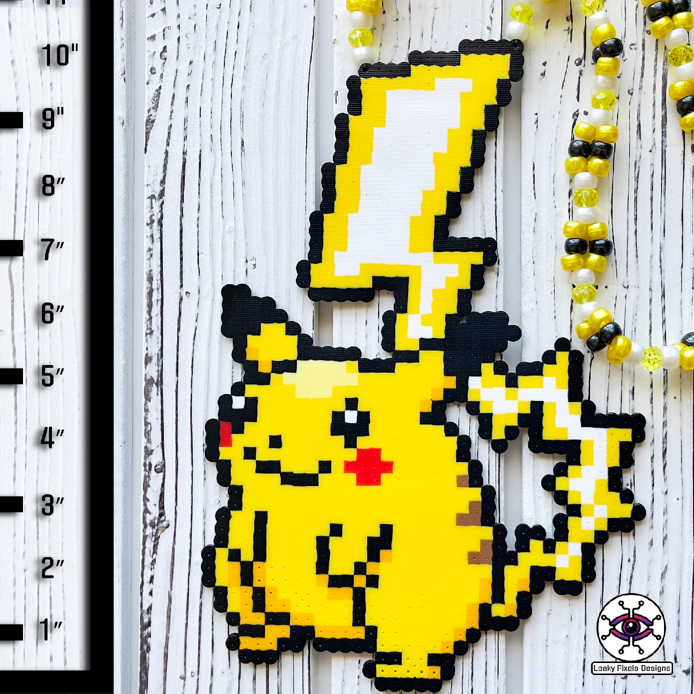 Gigantamax pikachu perler necklace by leaky pixels