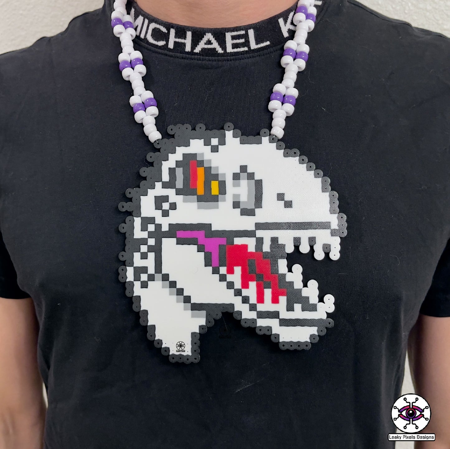 Jurassic Park Indominus Rex Perler Necklace perler necklace by leaky pixels